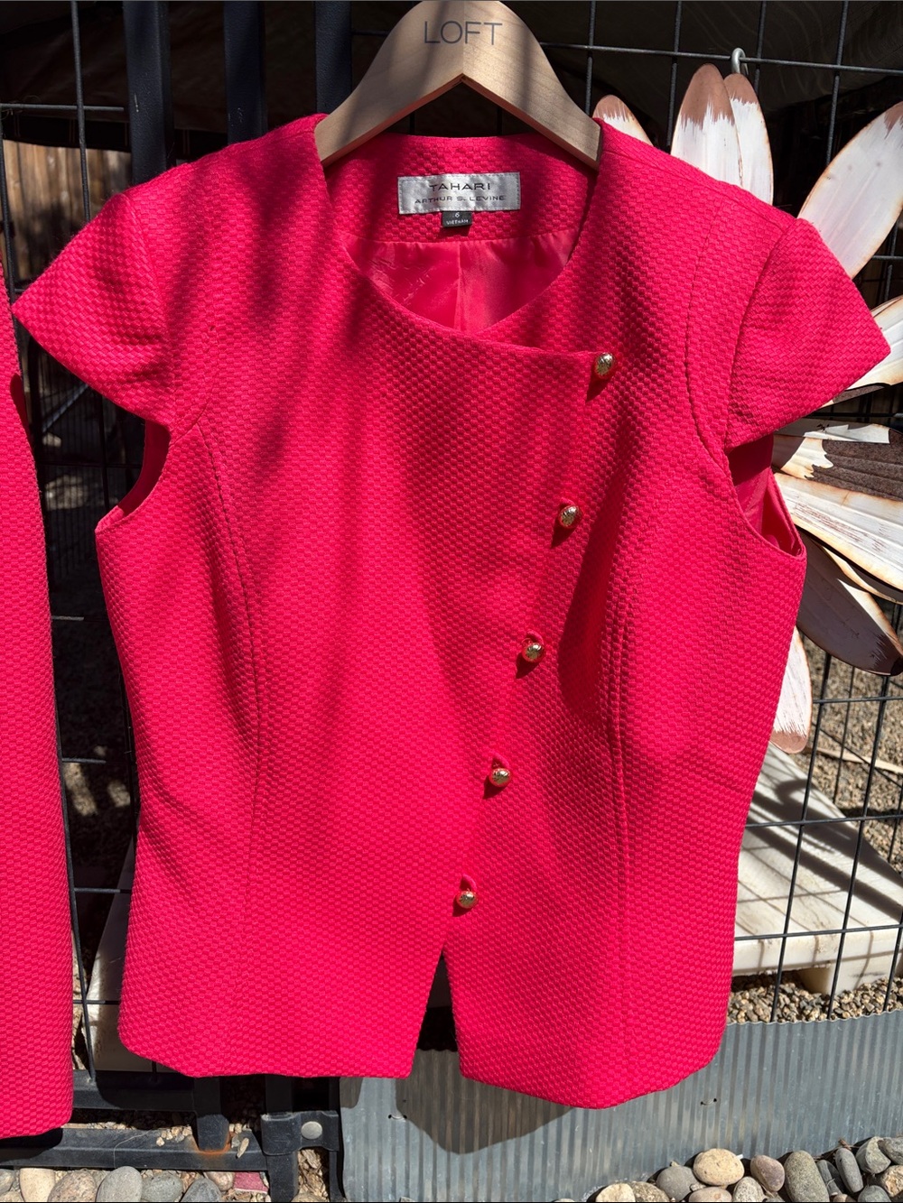 Tahari Hot Pink Two-Piece Skirt Set - Picture 3 of 5